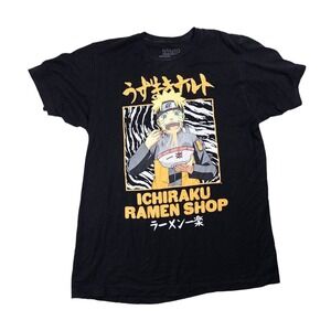 Naruto Shippuden Ichiraku Ramen Shop T-Shirt Mens Large Black Excellent Graphic